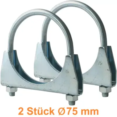 Collari Scarico 75mm a U Bullone 2 Pezzi Universali