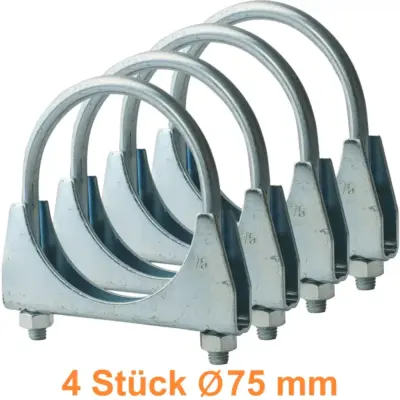 Collari Scarico 75mm Set 4 Pezzi Universali Morsetti Tubo Terminale