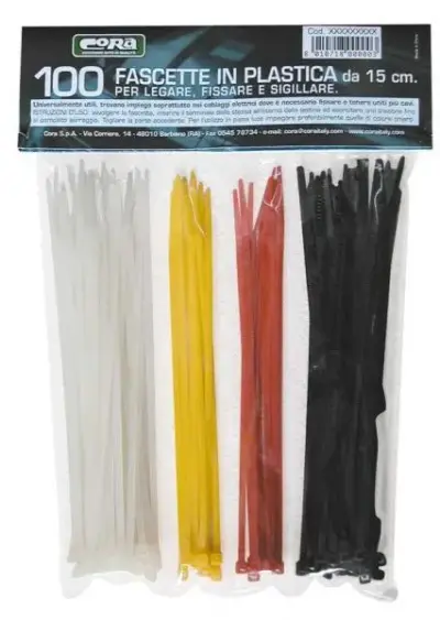 Confezione 100 fascette stringicavi in plastica resistenti 15 cm