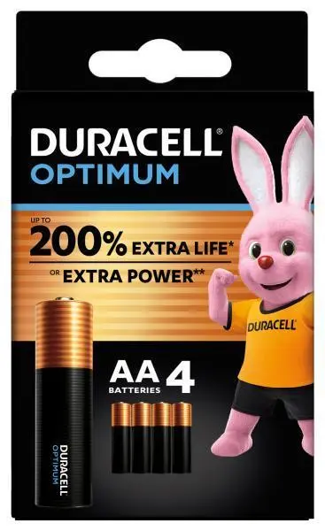 Confezione 4 pile stilo ricaricabili AA batterie alcaline energia lunga durata