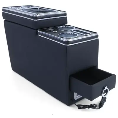 Console Centrale Comfort con Vano Portaoggetti e Usb Pelle Nera per VW Bus T5