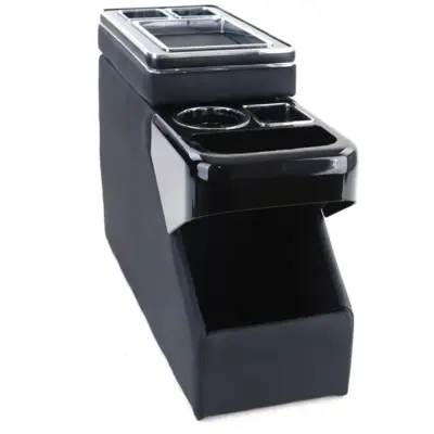 Console Centrale con Vani Portaoggetti Pelle Nera Lucida per VW Bus T5 T6 dal 03