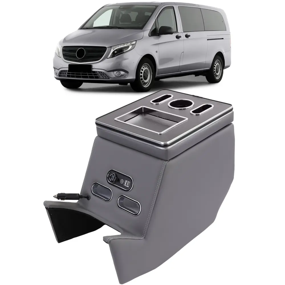 Consolle Centrale con Armrest e Box di Stoccaggio Grigia per Mercedes Classe V