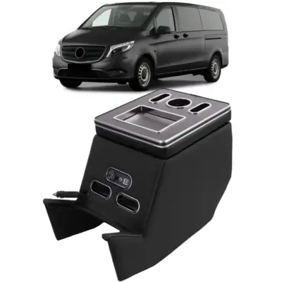 Consolle Centrale con Armrest e Box Portaoggetti Nera per Mercedes Classe V W447