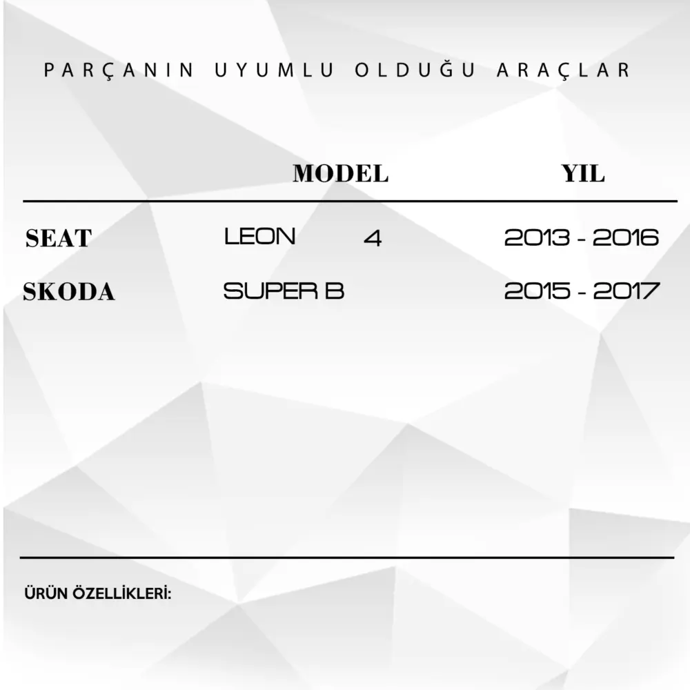 Copertura Braccio Tergicristallo Posteriore per Seat Leon, Skoda SuperB