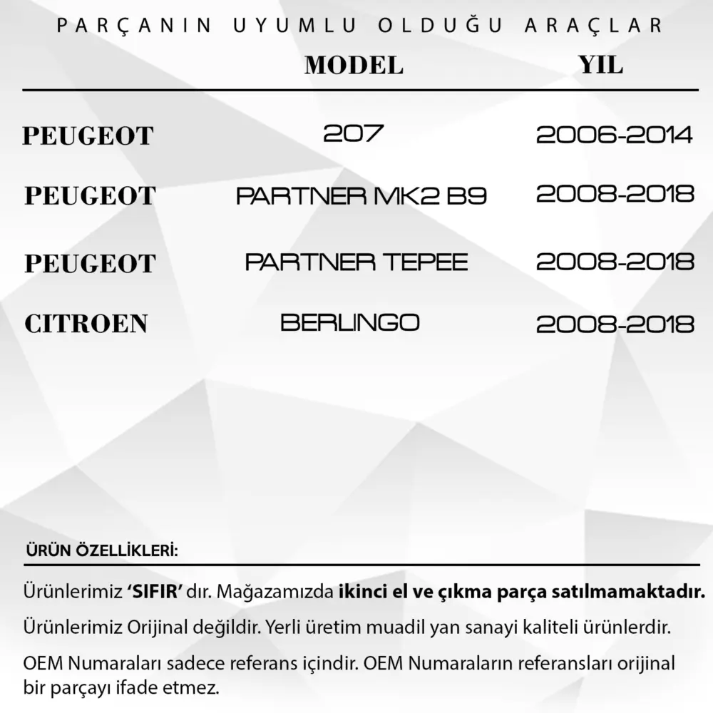 Copertura Interruttore Finestra Destra per Peugeot 207, Partner, Tepee
