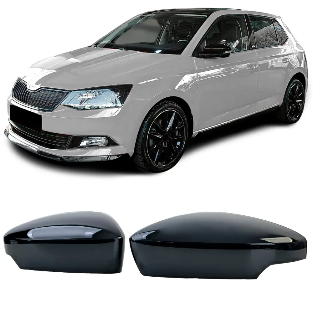 Copertura Specchietti Set Nero Lucido per Skoda Fabia NJ (2014-2022)