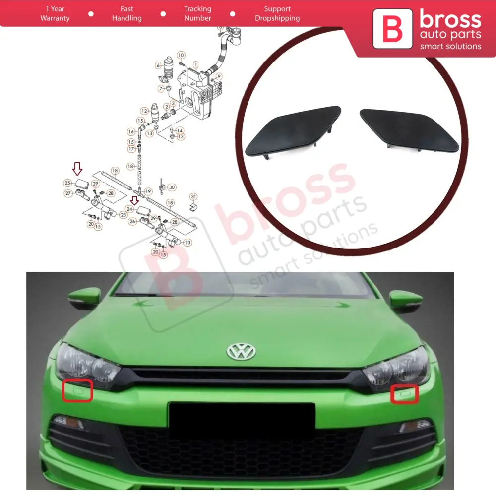 Copertura Ugello Lavafari Anteriore Set 1k8955109 110 per VW Scirocco 2008-2014