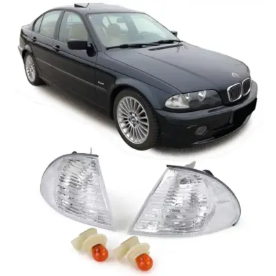 Coppia Indicatori Bianchi Anteriore Destro Sinistro per BMW Serie 3 E46 98-01