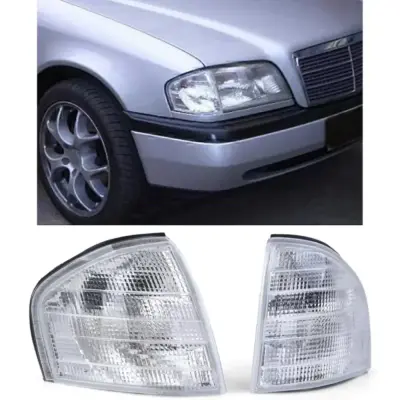 Coppia Indicatori Bianchi Anteriori per Mercedes Classe C W202 93-00