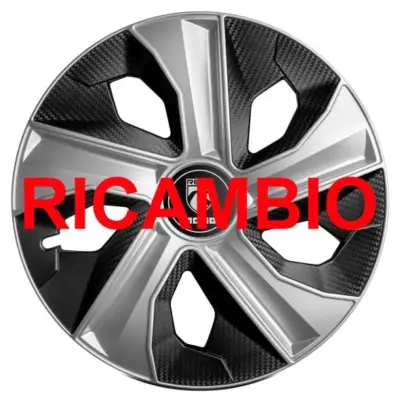Copricerchio auto in plastica argento nero effetto carbonio 15 pollici