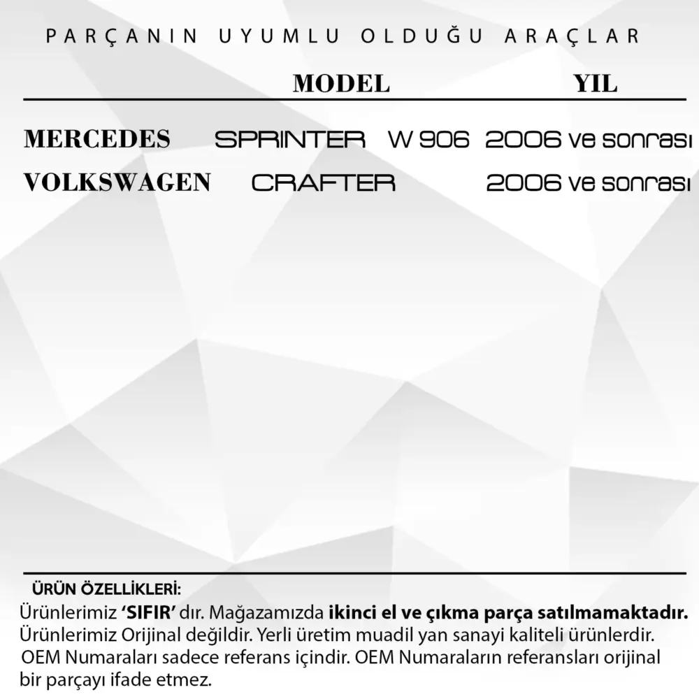 Copripulsanti in Vetro 3 Pezzi per Mercedes Sprinter e Volkswagen Crafter