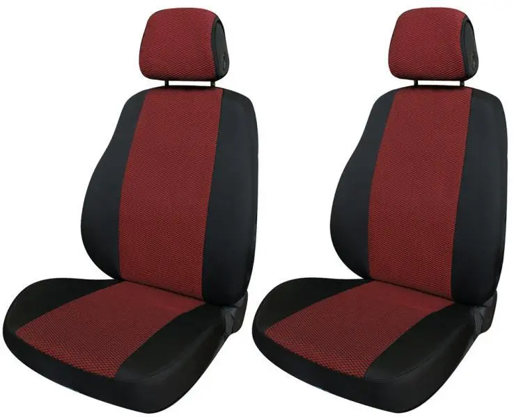 Coprisedia Auto Anteriori per Smart tg. Media Tess. Misto Cotone Rosso/Nero