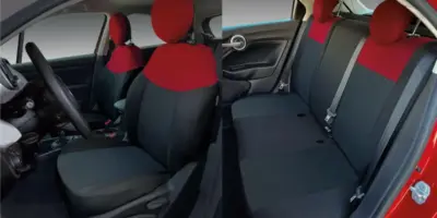 Coprisedili Auto Personalizzati Completi per Fiat 500X Tess. Nero/Rosso