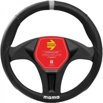 Coprivolante auto elegante nero grigio in tessuto morbido 38-39 cm