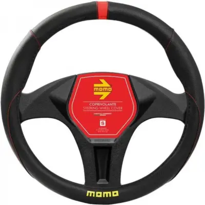 Coprivolante auto elegante nero rosso in tessuto morbido 38-39 cm