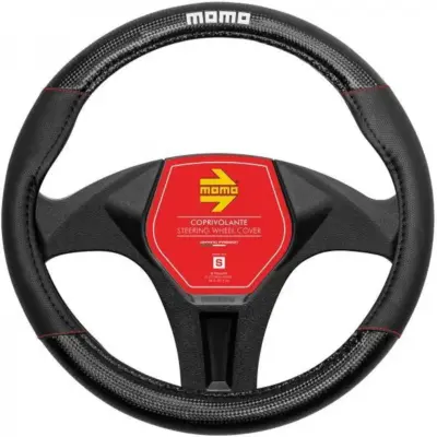 Coprivolante auto in fibra di carbonio nero e rosso 38-39 cm ergonomico sportivo