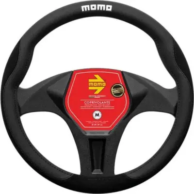 Coprivolante auto microfibra nero con cuciture morbido e confortevole 38-39 cm