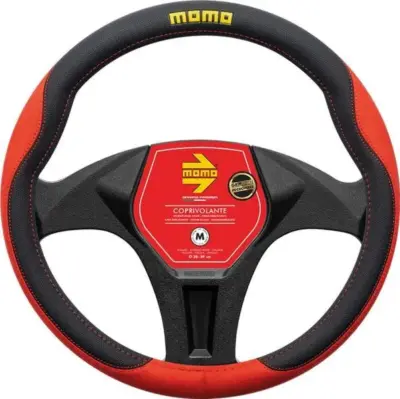 Coprivolante auto microfibra nero rosso antiscivolo 38-39 cm comfort ergonomico
