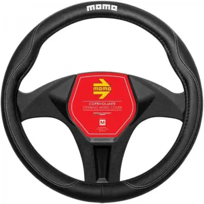 Coprivolante auto morbido comfort nero bianco 38-39 cm elastico universale