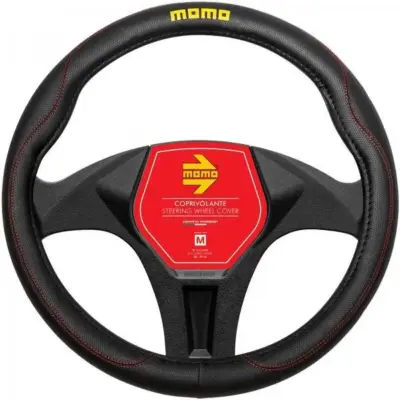 Coprivolante auto morbido nero e rosso antiscivolo 38-39 cm pelle sintetica