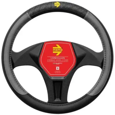 Coprivolante auto nero grigio in tessuto elastico misura 38-39 cm