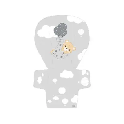 Cuscino coprimanopole seggiolone pappa imbottito in PVC grigio con fantasia