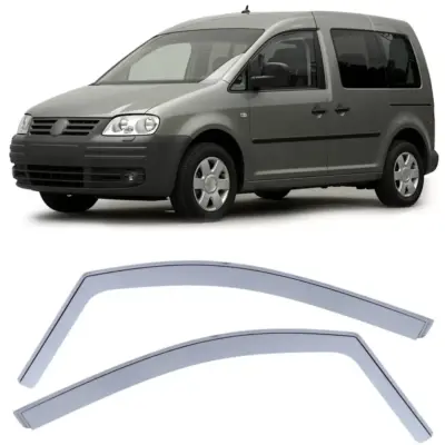 Deflettore Aria Pioggia Trasparente Anteriore per Volkswagen Caddy 3 2K 04-15