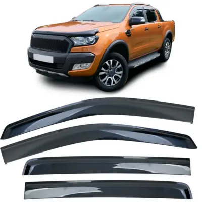 Deflettori Aria 4 Pezzi Neri per Ford Ranger T6 T7 T8 2012-2022, Montaggio
