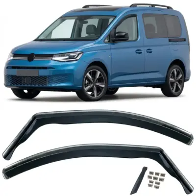 Deflettori Vento Pioggia 2 Pezzi Neri Oscurati per Volkswagen Caddy V Sb