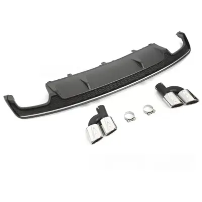 Diffusore Doppio Scarico Argento Nero Sport S Style per Audi A7 C7 14-18