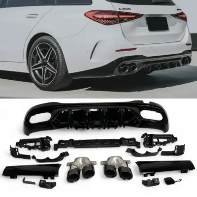 Diffusore Posteriore con Terminali Scarico Neri per Mercedes W206 S206 2021-2026