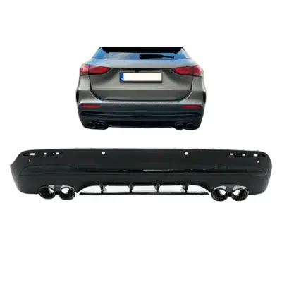 Diffusore Posteriore con Terminali Scarico Nero Lucido per Mercedes GLA H247