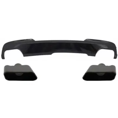 Diffusore Posteriore Doppio Uscita Nero M-tech per BMW Serie 5 F10 F11 2011-2017