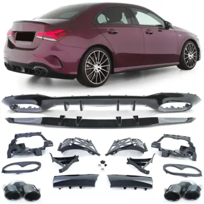 Diffusore Posteriore per Mercedes Classe A V177 19-25 con Terminali Neri