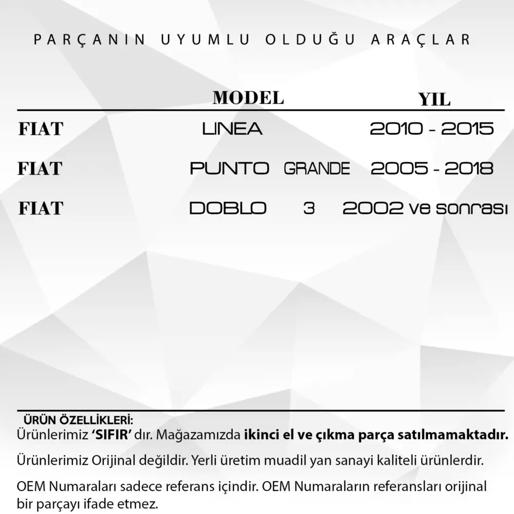 Diffusore Posteriore Sinistro per Fiat Linea, Punto Grande, Doblo 3