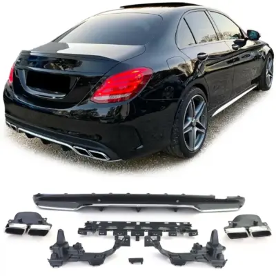 Diffusore Posteriore Sport con Terminali Cromati per Mercedes C S205 W205 14-18