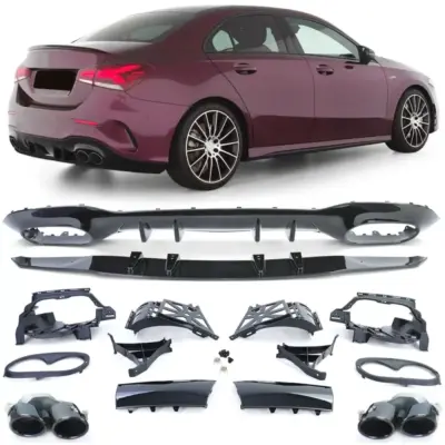 Diffusore Posteriore Sport con Terminali Neri per Mercedes Classe A V177 19-25