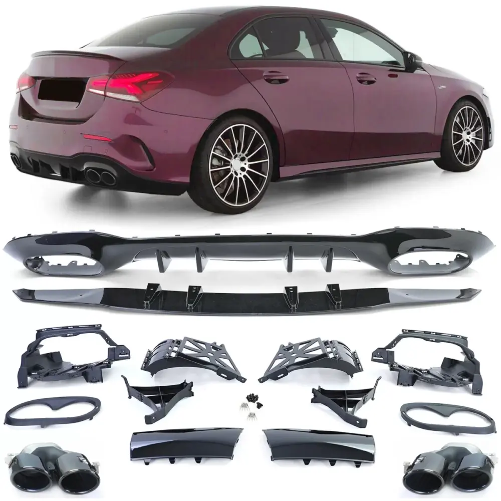 Diffusore Posteriore Sport con Terminali Neri per Mercedes Classe A V177 19-25