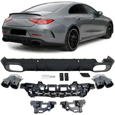 Diffusore Posteriore Sport con Terminali Neri per Mercedes CLS C257 2018-2023