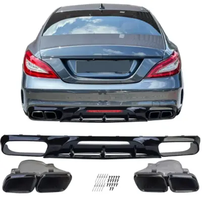 Diffusore Posteriore Sportivo con Doppio Endpipe Nero per Mercedes CLS C218