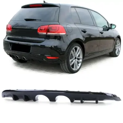 Diffusore Posteriore Sportivo Doppia Uscita Centrale Nero Lucido per VW Golf 6