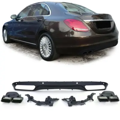 Diffusore Posteriore Sportivo Nero con Terminali per Mercedes W205 Berlina 14-18