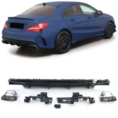 Diffusore Posteriore Sportivo Nero Lucido con Terminali Neri per Mercedes CLA