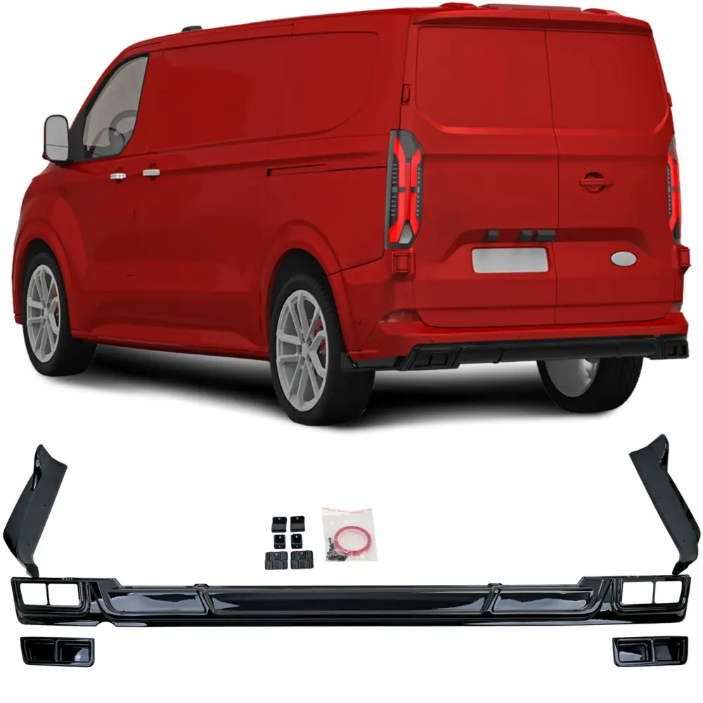 Diffusore Posteriore Sportivo Nero Lucido per Ford Tourneo Transit Custom (2023)
