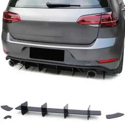 Diffusore Posteriore Sportivo Nero Lucido per Volkswagen Golf 7 GTI Berlina