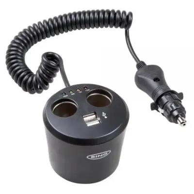 Doppia presa accendisigari 12V con tester batteria e porta USB caricatore auto