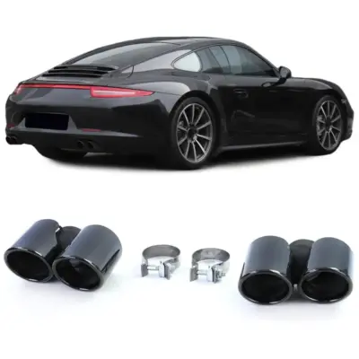 Doppio Terminale Terminali Scarico Nero per Porsche 911 991.1 (2011-2015) 3.4