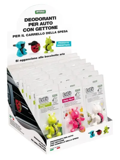 Espositore banco assortito 24 pezzi deodoranti auto profumatori ambienti veicoli