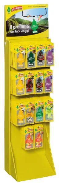 Espositore da terra con deodoranti auto assortiti profumati freschi vari